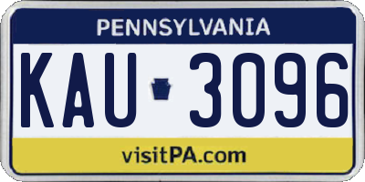 PA license plate KAU3096