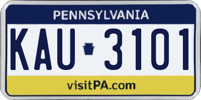 PA license plate KAU3101