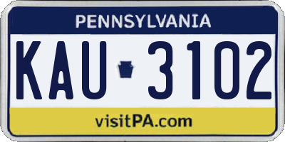 PA license plate KAU3102