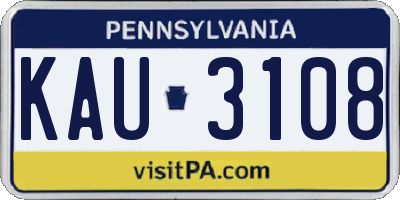 PA license plate KAU3108