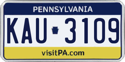 PA license plate KAU3109