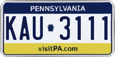 PA license plate KAU3111