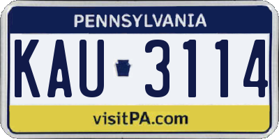 PA license plate KAU3114