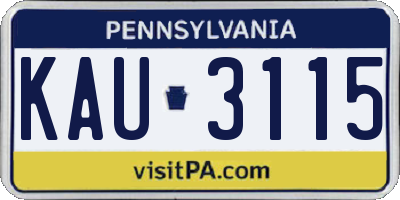 PA license plate KAU3115
