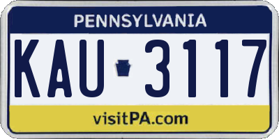 PA license plate KAU3117