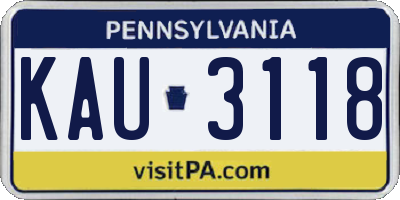 PA license plate KAU3118