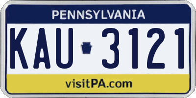 PA license plate KAU3121