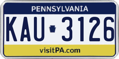 PA license plate KAU3126
