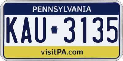 PA license plate KAU3135