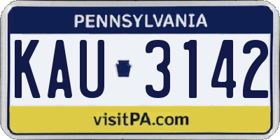 PA license plate KAU3142