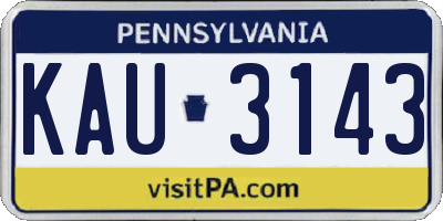 PA license plate KAU3143