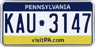 PA license plate KAU3147