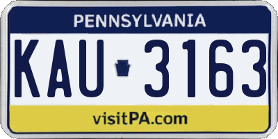 PA license plate KAU3163