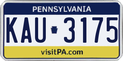 PA license plate KAU3175