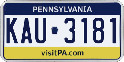 PA license plate KAU3181