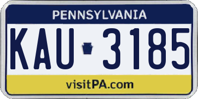 PA license plate KAU3185