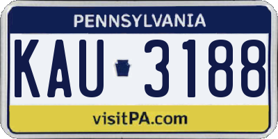 PA license plate KAU3188