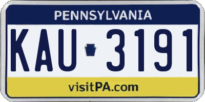 PA license plate KAU3191