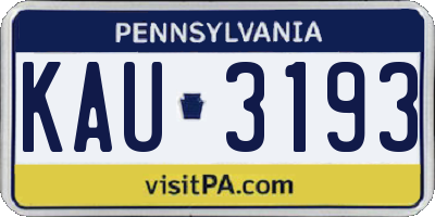 PA license plate KAU3193