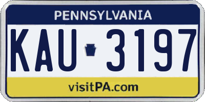 PA license plate KAU3197