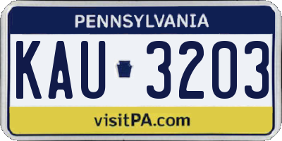 PA license plate KAU3203