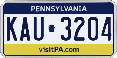 PA license plate KAU3204