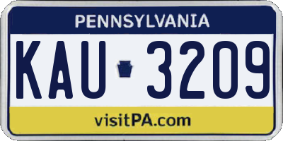 PA license plate KAU3209