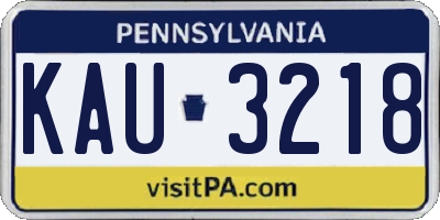 PA license plate KAU3218