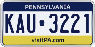 PA license plate KAU3221