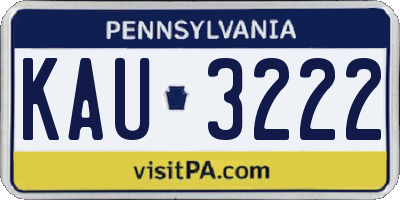 PA license plate KAU3222