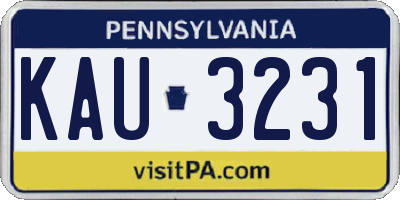 PA license plate KAU3231