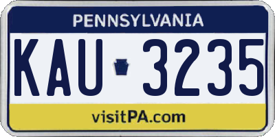 PA license plate KAU3235