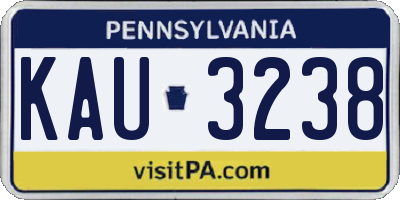 PA license plate KAU3238