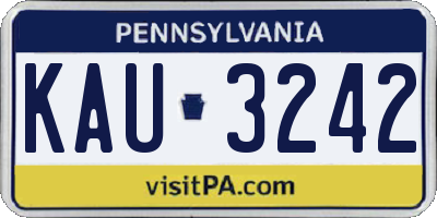 PA license plate KAU3242