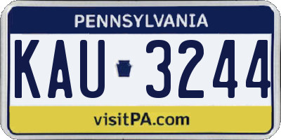 PA license plate KAU3244