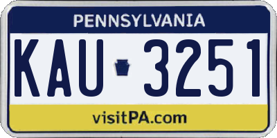 PA license plate KAU3251