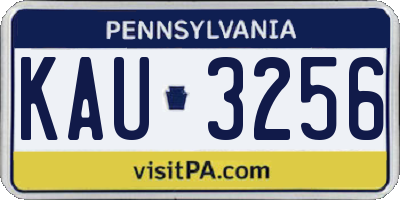 PA license plate KAU3256