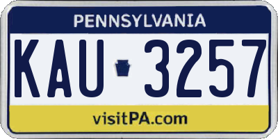 PA license plate KAU3257