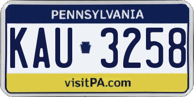 PA license plate KAU3258