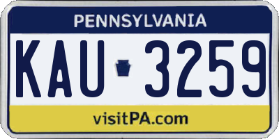 PA license plate KAU3259