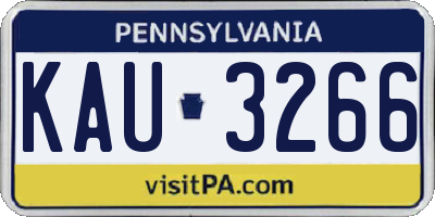 PA license plate KAU3266