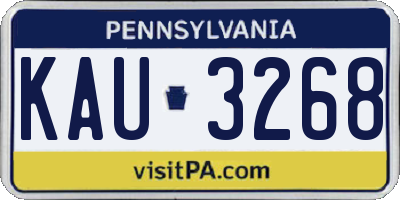 PA license plate KAU3268