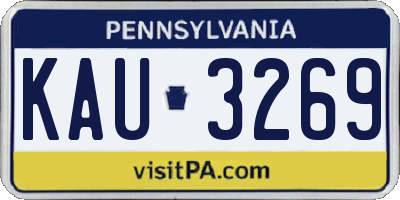 PA license plate KAU3269