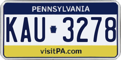 PA license plate KAU3278