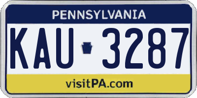 PA license plate KAU3287