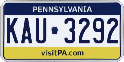 PA license plate KAU3292