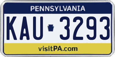 PA license plate KAU3293