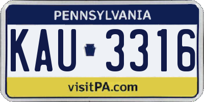 PA license plate KAU3316