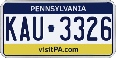 PA license plate KAU3326