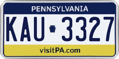 PA license plate KAU3327